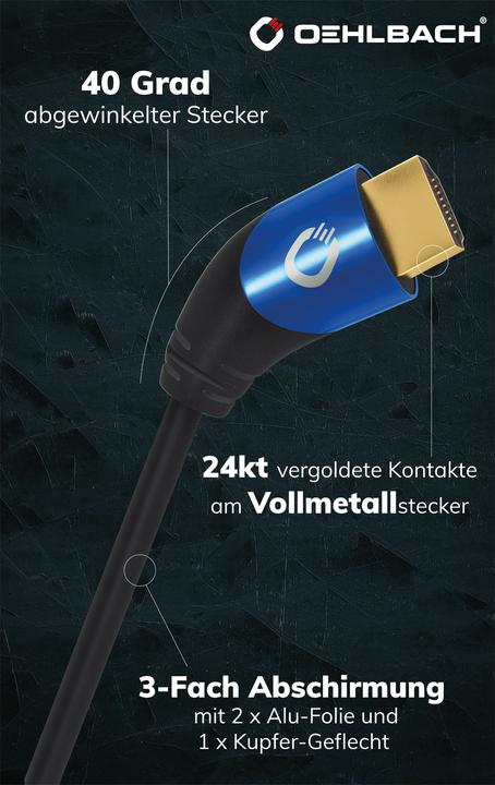 Image du produit Oehlbach Câble de connexion HDMI AV (1x HDMI mâle - 1x HDMI mâle) 1.5 m Noir (1.50 m, HDMI)