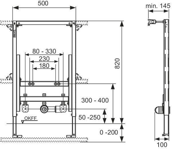 Actual product image TECE TECEprofil bidet module height 820 mm for wall-mounted bidet 9330005
