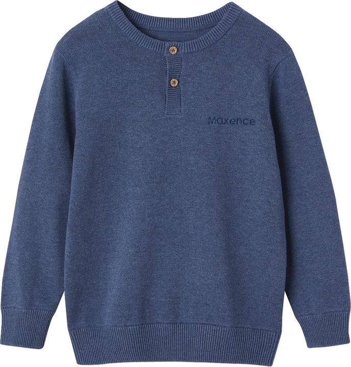 Vertbaudet Jungen Pullover mit Rundhals und Knopfleiste Oeko-Tex