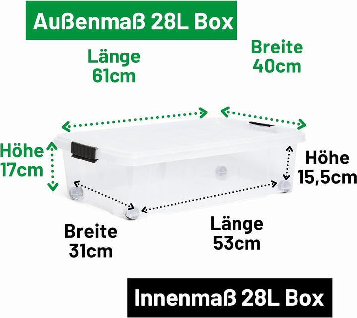 Actual product image Novaliv Unterbett Aufbewahrungsbox mit Rollen Deckel 28L Anthrazit Nestbar stapelbare Clipverschluss (28 l)