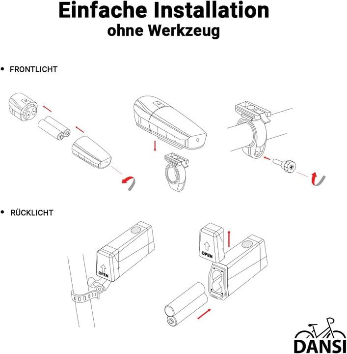 Image du produit Dansi Kit d'éclairage LED pour vélo Basic (90 lm, 35 lm)