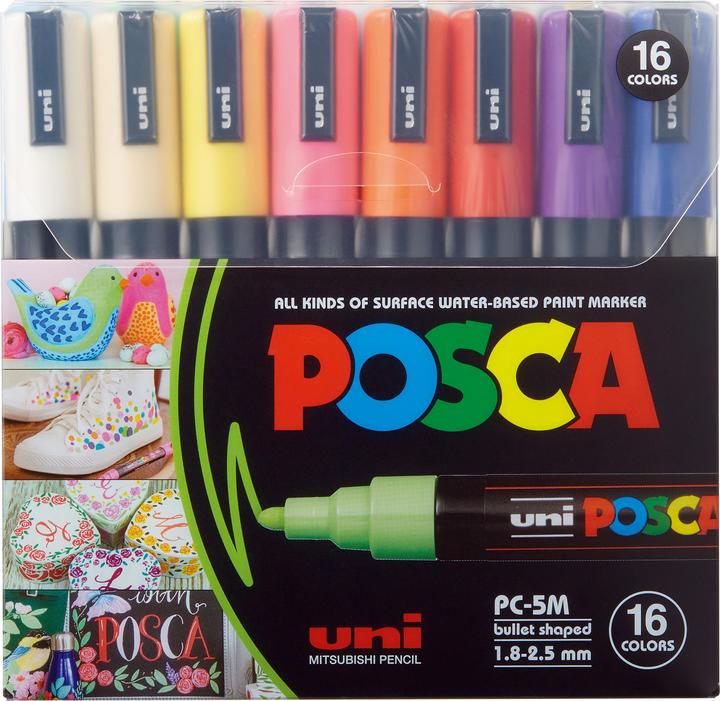 Produktbild Posca Marker PC-5M Rundspitze (Mehrfarbig, 2.50 mm, 16 x)