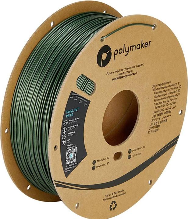 Actual product image Polymaker PB01035 Filament PETG heat resistant, high tensile strength 1.75 mm 1000 (PETG, 1.75 mm, 1000 g, Green)