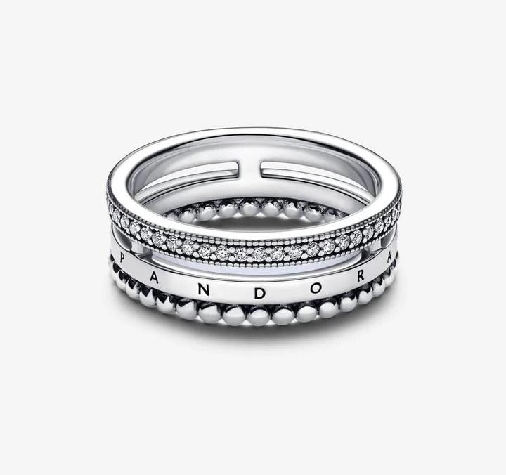 Produktbild Pandora Signature Logo Pavé & Beads Ring (56, 925 Silber)