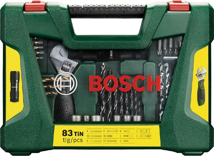 Actual product image Bosch Zubehör V-Line Box, 83-piece drill and bit set, LED torch, roller fork spanner