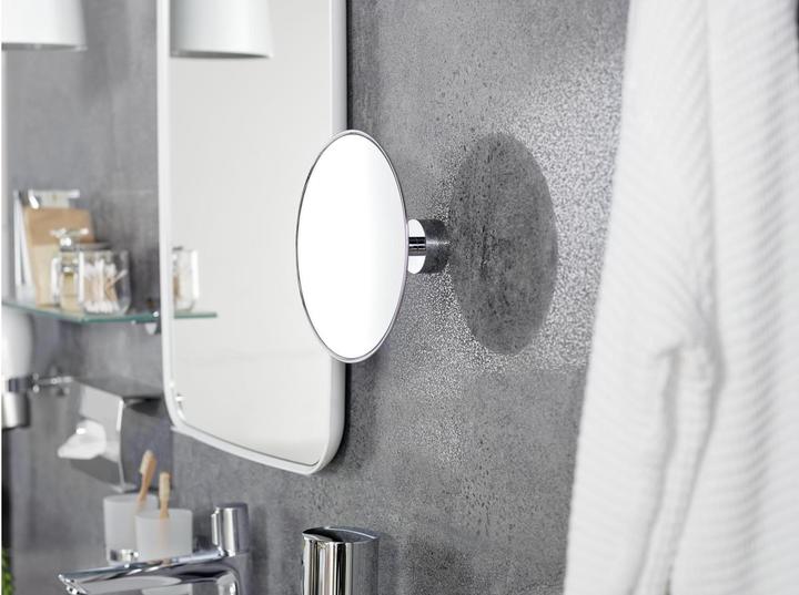 Actual product image tesa VISIOON vanity mirror with 3x magnification - Mirror for wall mounting without drilling, silver