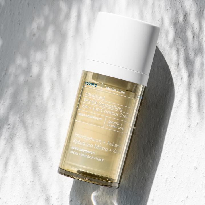 Produktbild Korres White Pine Advanced Wrinkle Smoothing Eye + Lip Contour Cream (Fluid, 15 ml, Tag + Nacht)
