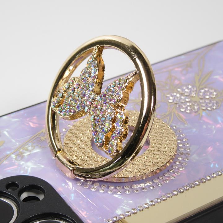 Produktbild PhoneLook Hülle Perlmutt Schmetterling Strass mit Videounterstützung t (Apple iPhone 13 Pro)