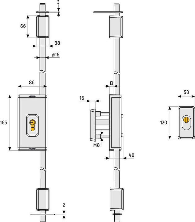 Image du produit Abus TSS550S Serrure de barre de porte m 135/135 sans cyl.