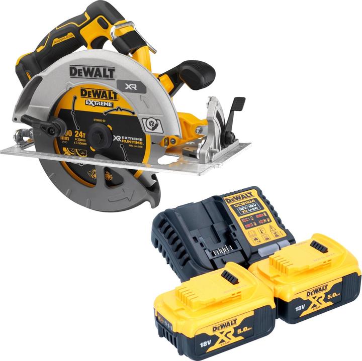 Produktbild DeWalt DCS 573 P2 Akku Handkreissäge 18 V 190 x 30 mm Brushless + 2x Akku 5,0 Ah + Ladegerät