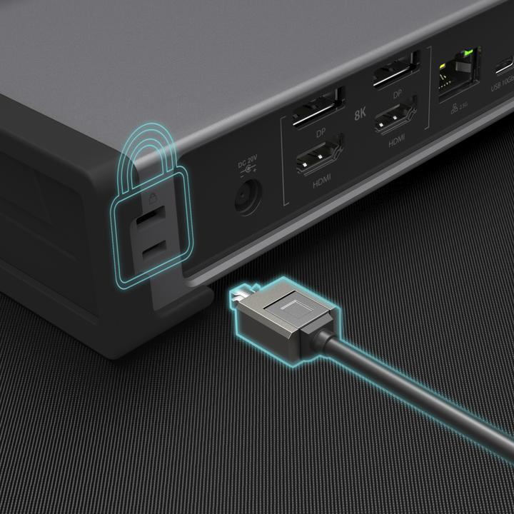 Actual product image j5Create JTD568 Thunderbolt™ 4 Quad Display Docking Station-UK, Black, Wired, Thunderbolt 4, 98 W, 1 (Thunderbolt, 4 Ports)