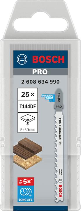 Immagine prodotto Bosch Professional Zubehör Lama per seghetto alternativo PRO Hardwood fast T144DF, 100 mm, 25 pezzi.