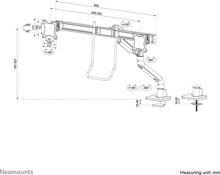Immagine prodotto Neomounts Select Desk Mount, doppio disp. (Tavolo, 32")