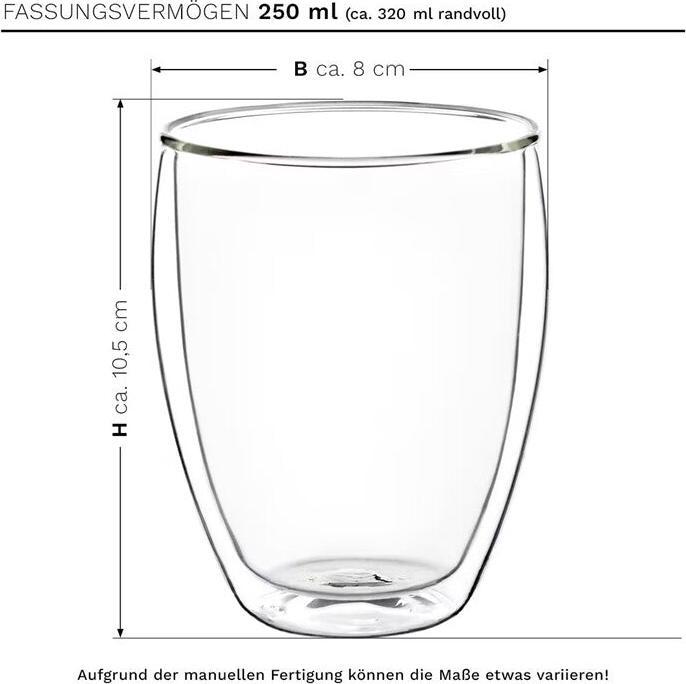 Immagine prodotto Creano Set regalo di tazze thermos in vetro per bevande calde e fredde 250 ml No.2 (250 ml, 4 x)