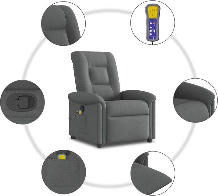 Produktbild VidaXL Massagesessel Dunkelgrau Stoff Massage TV-Sessel