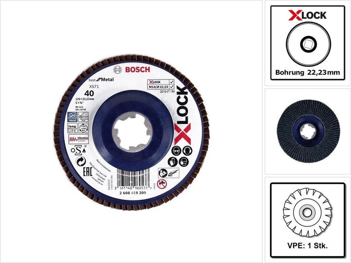 Produktbild Bosch Professional Zubehör PRO X571 X-Lock Fächerschleifscheibe, 125 mm, G40 (40)