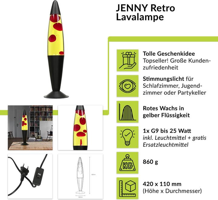 Immagine prodotto Licht-Erlebnisse Lampada a lava Jenny (210 lm, G9)