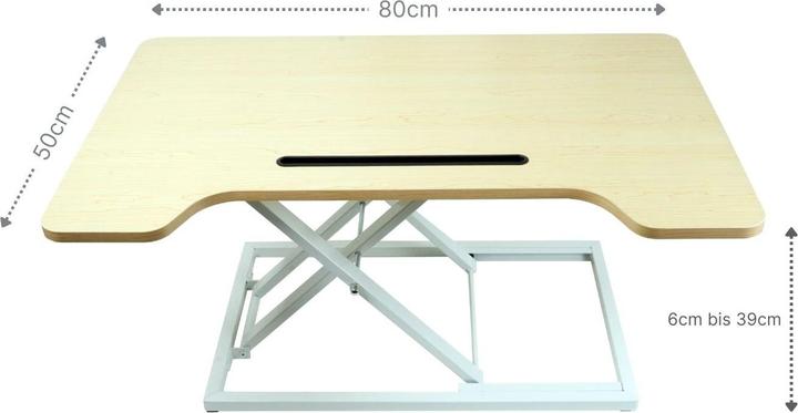 Immagine prodotto Hermex Notebook Schreibtisch pneumatischer Aufsatz Hubtisch Office Desk Bürotisch Arbeitstisch (80 x 50 x 39 cm)