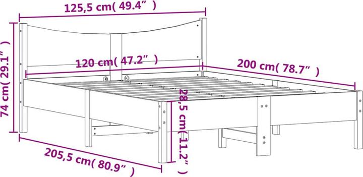 Immagine prodotto VidaXL Letto in pino (135 x 190 cm)