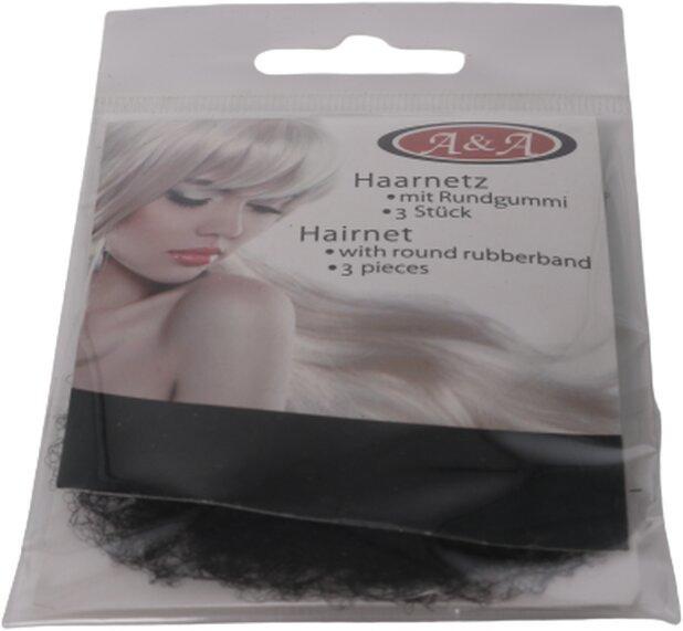 A&A Haarnetz dünn Rundgummi schwarz 3 Stück