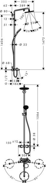 Actual product image hansgrohe HG Showerp RAINDANCE SELECT S 240 1jet DN 15, for bath chrome