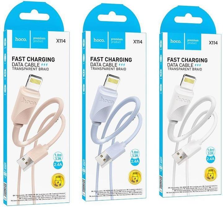 Image du produit Hoco Cable cable USB A to Lightning 2,4 A X114 1 m pink (1 m)