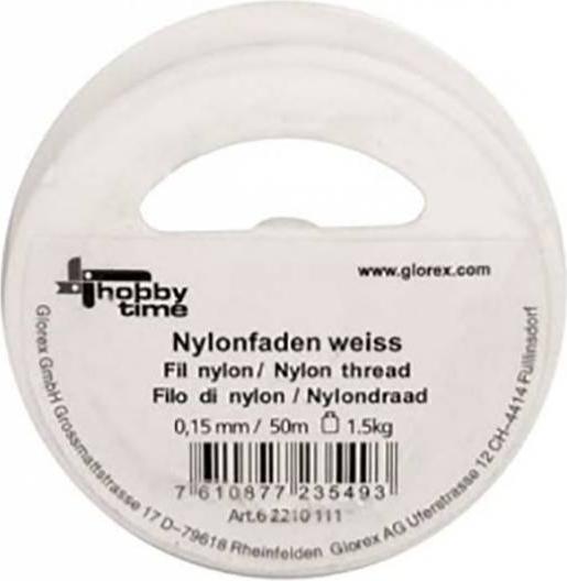 Actual product image Glorex Nylon thread white 0,15mm 100m