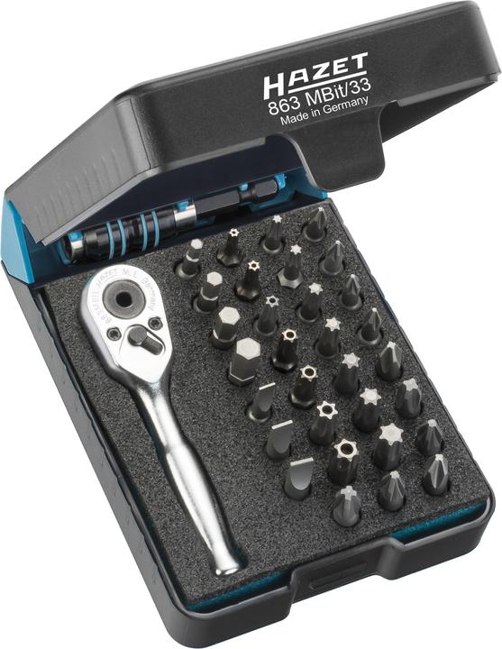 HAZET Bit Satz 863MBIT/33 ∙ Sechskant6,3 (1/4 Zoll) ∙ Innen TORX Profil, Innen Sechskant Profil, K…