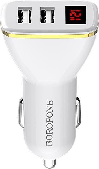 Image du produit Borofone - 2x Chargeur de voiture USB avec indicateur LED, blanc