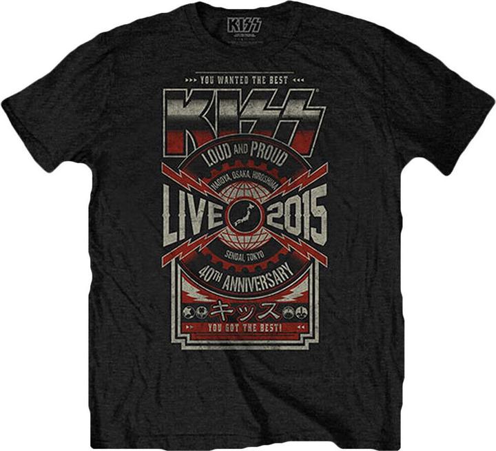 KISS Unisex Adult Japan Live 2015 Back Print Cotton T-Shirt
