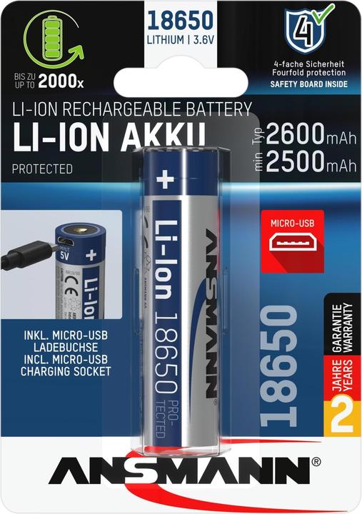 Produktbild Ansmann Li-Ion 18650 (1 Stk., 18650, 2600 mAh)