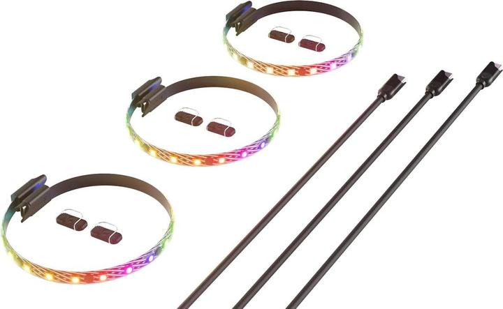Actual product image Hyte Ls10 RGB Light Strips Blk 3pk (Green, Blue, Red)
