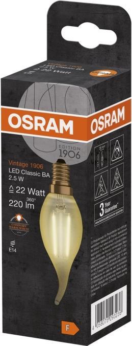 Actual product image Osram vintage 1906 (E14, 2.50 W, 220 lm, 1 x, F)