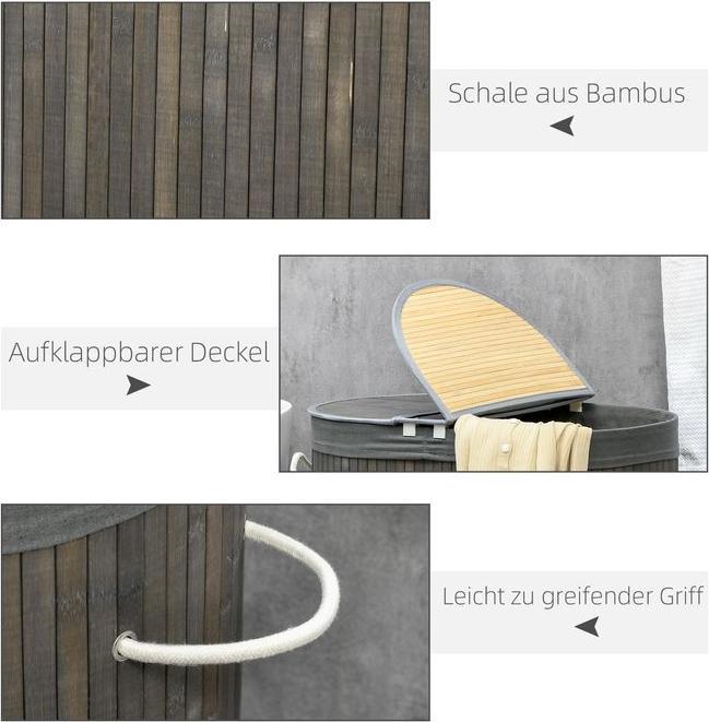 Produktbild Swisshandel24 Wäschekorb mit Deckel 100L Wäschesammler mit Griffen, 2 herausnehmbar Wäschesack (100 l)