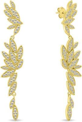 Produktbild Brilio Silver - Long gold-plated earrings with zircons EA1135Y