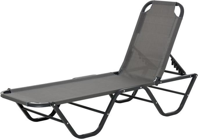Produktbild Swisshandel24 Sonnenliege Strandliege 5-Stufige Alu Gartenliege Relaxliege Texteline Grau+Schwarz 163 x 58,5 x 91 (163 cm)