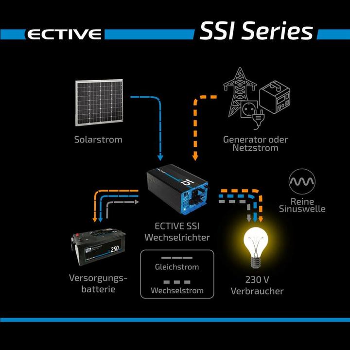 Immagine prodotto Ective Inverter a onda sinusoidale pura SSI 10 con regolatore di carica MPPT 1000W