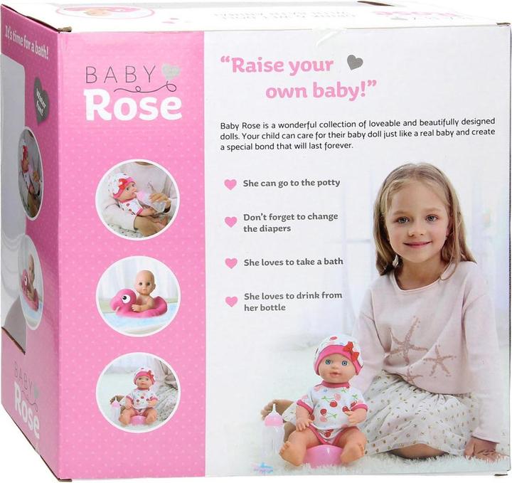 Image du produit Baby Rose Poupée pour boire et faire pipi, 30 cm avec accessoires