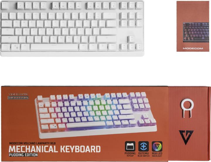 Actual product image Modecom VOLCANO LANPARTY RGB PUDDING EDITION White gaming keyboard Blue US (US, Cable)