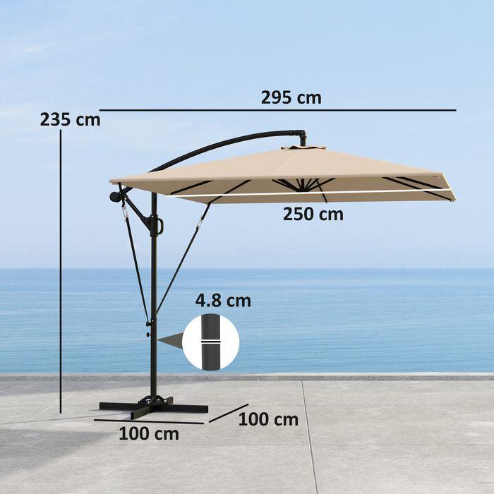 Image du produit Swisshandel24 Ampelschirm Ø260 cm, mit Ständer, Abdeckung, kippbar Khaki (2.50 m)