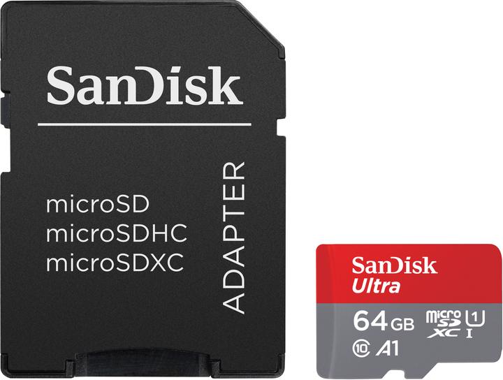 SanDisk Ultra mit Adapter (64 GB, microSDXC, U1, UHS-I)