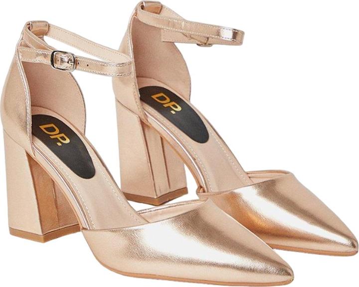 Actual product image Dorothy Perkins Womens/Ladies Blanche Pointed Ankle Strap High Block Heel Court Shoes (39)