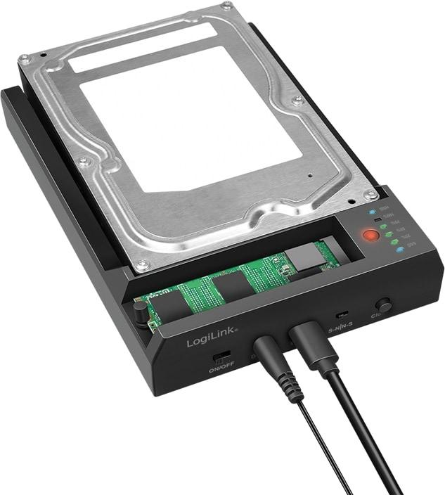 Immagine prodotto LogiLink USB 3.2 Gen 2 Quickport, 2 porte, per HDD/SSD SATA e SSD M.2 NVMe (2 Porti)