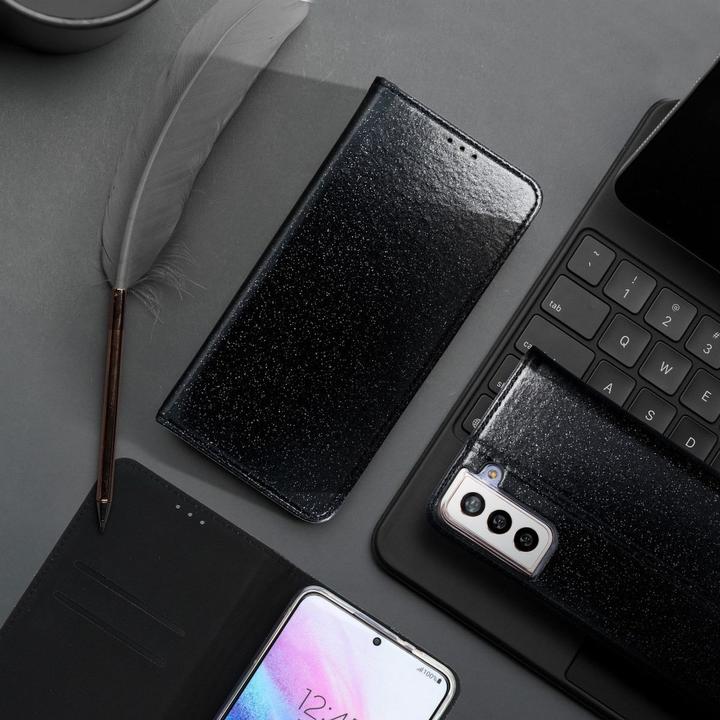 Actual product image König Design Xiaomi Redmi 9C Mobile Phone Case Protective Flowers Wallet Glitter Black New (Xiaomi Redmi 9C)