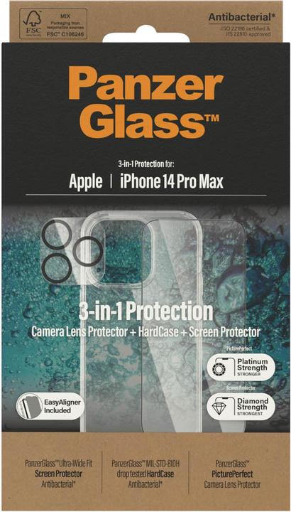 Produktbild PanzerGlass 3 in 1 Schutzset (1 Stück, Apple iPhone 14 Pro Max)