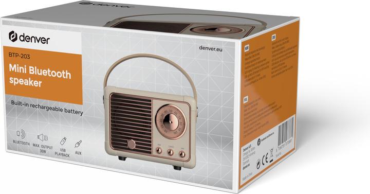 Immagine prodotto Denver Altoparlante retrò BT BTP-203 (4 h, Batteria ricaricabile)