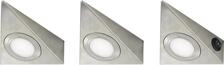 Actual product image Wipo CF ColorSwitch triangular light, stainless steel, set of 3 incl. power supply unit (120 lm)