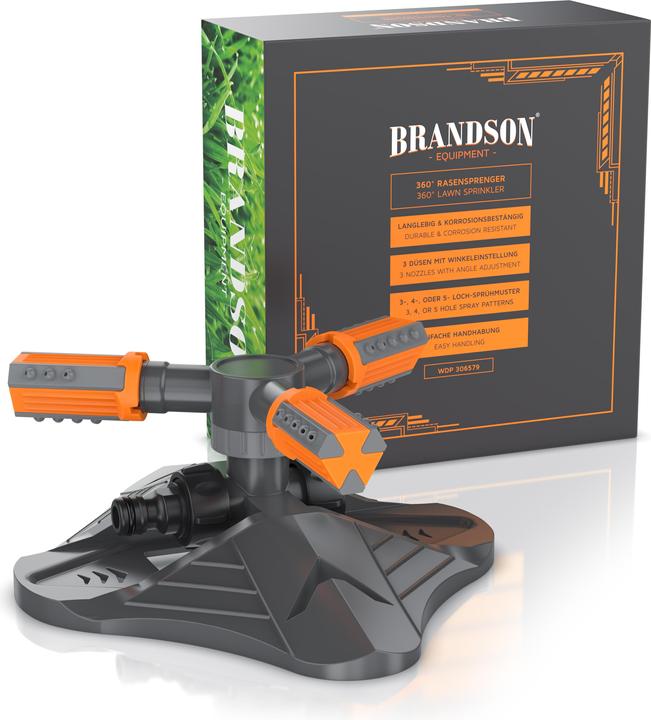 Produktbild Brandson Kreisregner, 360° Rasensprenger, 3 Arm, Garten Sprinkler, Bewässerungssystem, Gardena kompatibel (Kreisregner)