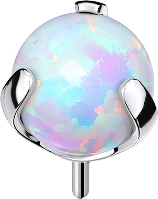 Produktbild Star Piercing Threadless silber Kugel Opal weiss gefasst (ohne Messing, Titan G23)