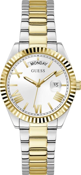Guess P SLV CS W/ P GLD TOP PART / SUN WHT DAY/DATE DL / P SLV & GLD BRCT Armbanduhr (36 mm)